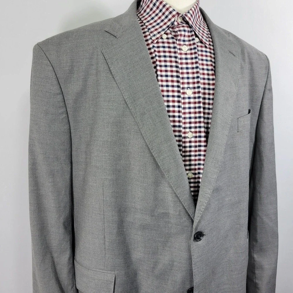 J.Ferrar Men's‎ Sport Coat Blazer Two Button Gray Polyester Blend 52R